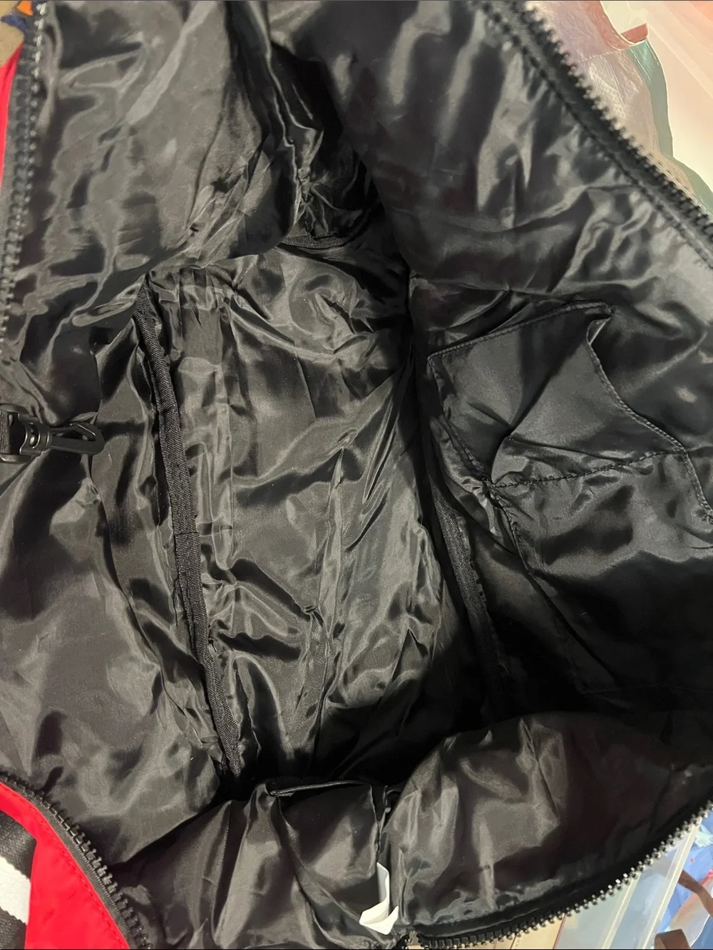 N/A red duffel